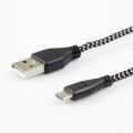 KABEL USB 2.0 Am/micro USBm czarno-biały oplot 2m ART oem