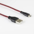 KABEL USB 2.0 Am/micro USBm czarno-czerwony oplot 2m ART oem