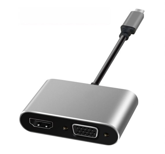 ADAPTER USB-C / HDMI żeński 4K 30Hz + SVGA 15pin żeński (ALU) ART oem