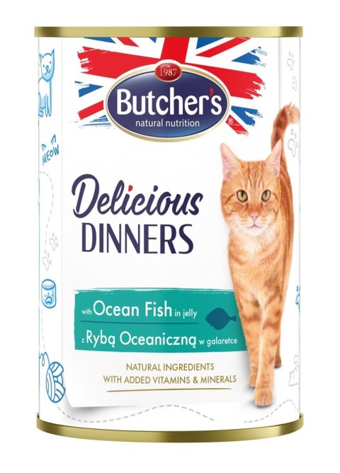 BUTCHER'S Delicious dinners Kawałki z rybą morską w galaretce - mokra karma dla kota - 400 g BUTCHER'S Delicious dinners Kawałki z rybą morską w galaretce - mokra karma dla kota - 400 g