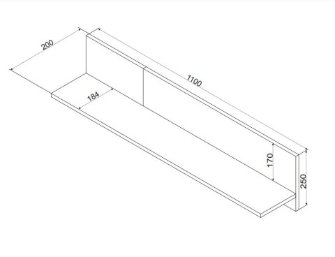 Półka MERCI 110x20x25 czarny/dąb artisan