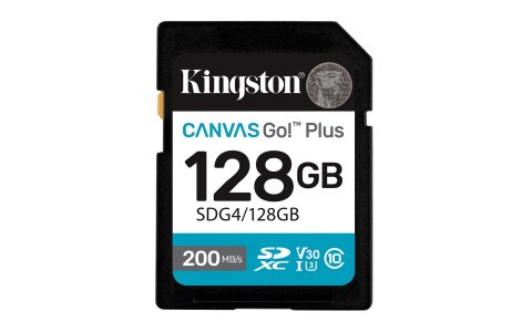 Karta pamięci Kingston Canvas Go Plus SDG4/128GB (128GB; Class U3, V30; Karta pamięci)