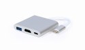 GEMBIRD GEMBIRD MULTI ADAPTER USB TYP-C (M) -> USB TYP-C; USB 3.0; HDMI SREBRNY