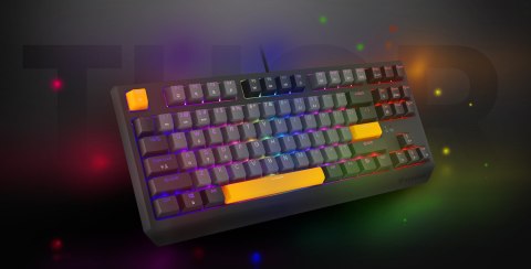 KLAWIATURA DLA GRACZY GENESIS THOR 230 TKL ANCHOR GRAY NEGATIVE US RGB MECHANICZNA OUTEMU RED