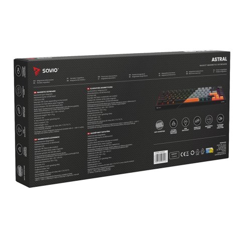 SAVIO KLAWIATURA MAGNETYCZNA ASTRAL BLACK OUTEMU WHITE JADE RGB 3 KOLORY KEYCAPÓW