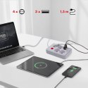 MACLEAN LISTWA ZASILAJĄCA, PRZEDŁUŻACZ 4 GNIAZDA + 3XUSB, 110-240V AC 50/60HZ, 2.1A MAX 2500W, 1,5M, BIAŁA MCE392 W