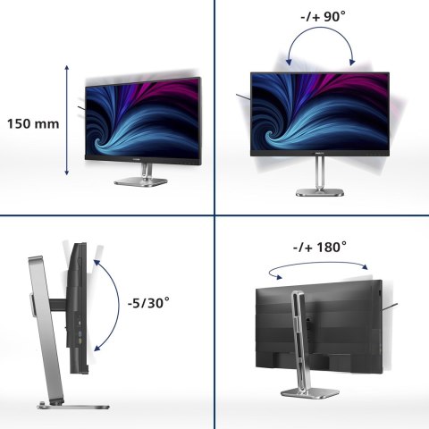 Philips 27B2U4601/00 monitor komputerowy 68,6 cm (27") 2560 x 1440 px Quad HD LCD Szary