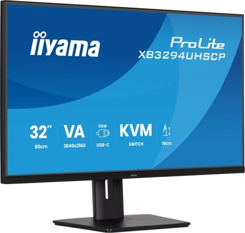 Monitor iiyama ProLite 32'' 4K VA z USB-C (95W), przełącznikiem KVM i obsługą PiP/PbP