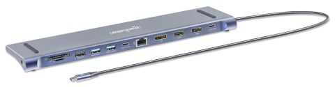 MANHATTAN Stacja dokująca 12-w-1 4K 1xHDMI 2xDP 3xUSB-A