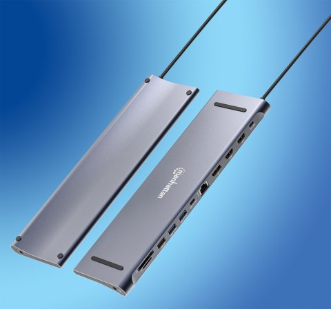 MANHATTAN Stacja dokująca 12-w-1 4K 1xHDMI 2xDP 3xUSB-A