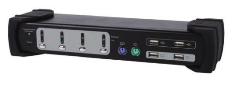 Wyposaż się w 4-portowy monitor Combo - przełącznik KVM/Audio/USB - PS/2, USB - 4 x KVM/Audio - 1 użytkownik lokalny - komputer 