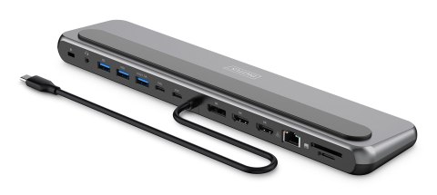 Stacja dokująca USB-C 12 portowa, max. 8K/30Hz z HDR, HDMI, DP, max. 3 monitory (MST), USB-C 3.2 Gen2, Gigabit Ethernet, SD/Micr