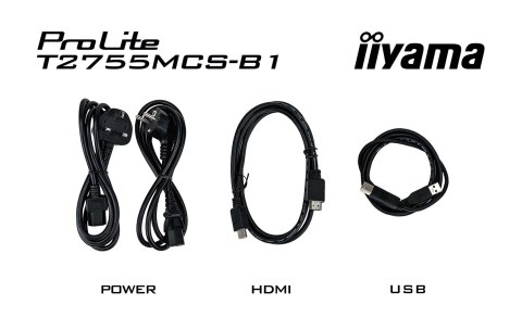Iiyama ProLite T2755MSC-B1 monitor komputerowy 68,6 cm (27") 1920 x 1080 px Full HD LED Ekran dotykowy Blad Czarny