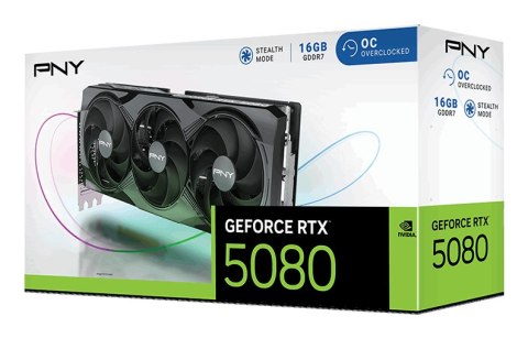 PNY GeForce RTX 5080 Overclocked Triple Fan GPU NVIDIA 16 GB GDDR7