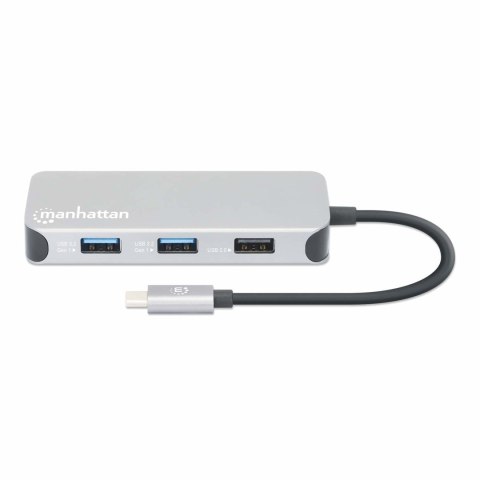 Stacja dokująca MANHATTAN USB-C 8 w 1 z zasilaniem USB 3.2 Gen 1 Type-C męski na żeński HDMI, trzy porty USB-A, gigabitowy port 