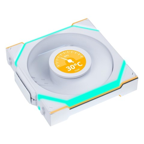 Wentylator Lian Li LULI-100 UNI FAN SL LCD, ARGB, PWM, 3x, 120 mm, Bezprzewodowe sterowanie za pomocą kontrolera 2.4GHz, biały