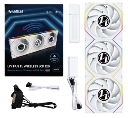 Wentylator Lian Li UNI FAN TL Wireless LCD 120 3-pack biały (12TLLCD1W3W)