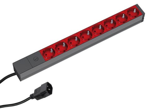 Listwa zasilająca Bachmann 48.30cm (19") ALU, 8-drożna, do UPS z IEC IEC IEC320 C14 (do systemów UPS), zasilający 2 m, 1U,, 8 cz