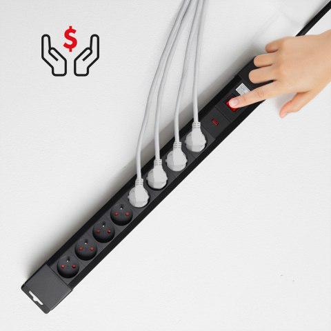 MACLEAN LISTWA ZASILAJĄCA 8 GNIAZD Z 1 WYŁĄCZNIKIEM MCE11