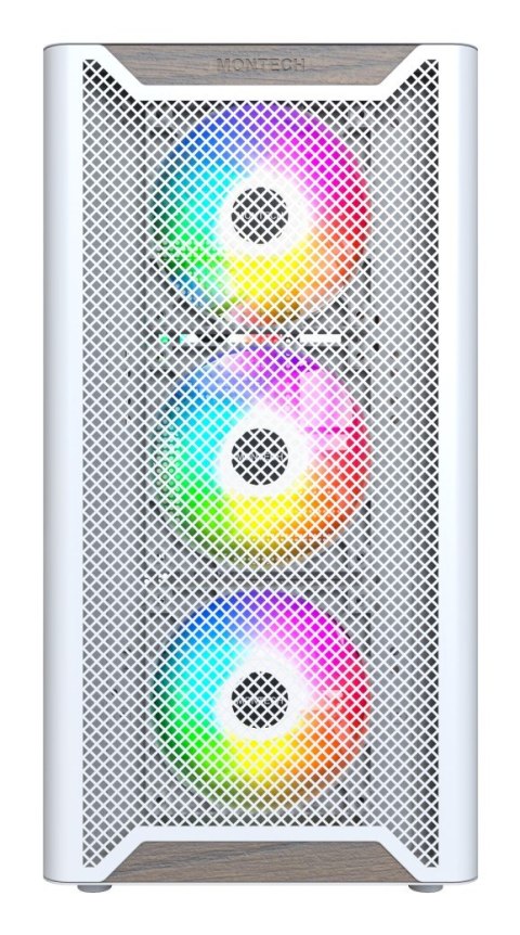 Drewniana obudowa PC Montech XR, Midi-Tower, ATX, ARGB, Szkło hartowane - biała