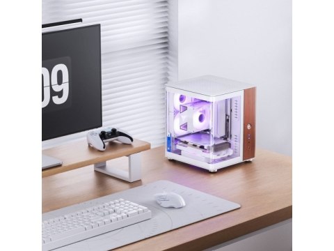 Obudowa PC Jonsbo TK-0, Mini-Tower, Mini-ITX, Tempered Glass, Holz - weiß