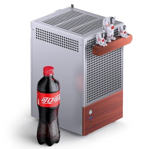 Obudowa PC Jonsbo T6 Mini-Tower, Mini-ITX, szkło hartowane, drewno - srebrna