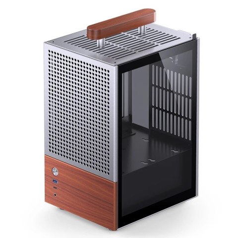 Obudowa PC Jonsbo T6 Mini-Tower, Mini-ITX, szkło hartowane, drewno - srebrna