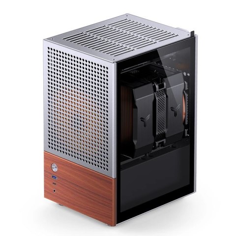 Obudowa PC Jonsbo T6 Mini-Tower, Mini-ITX, szkło hartowane, drewno - srebrna