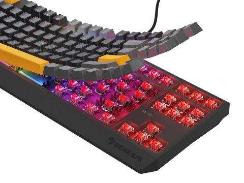 GENESIS Thor 230 TKL klawiatura Gaming USB + RF Wireless + Bluetooth QWERTY Czarny, Szary, Pomarańczowy