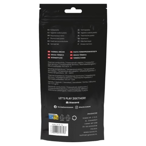 SAVIO PASTA TERMOPRZEWODZĄCA 18W/M-K, 1G TG-05