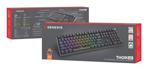 Klawiatura GENESIS THOR 404 Uniwersalne USB QWERTY Angielski Czarny