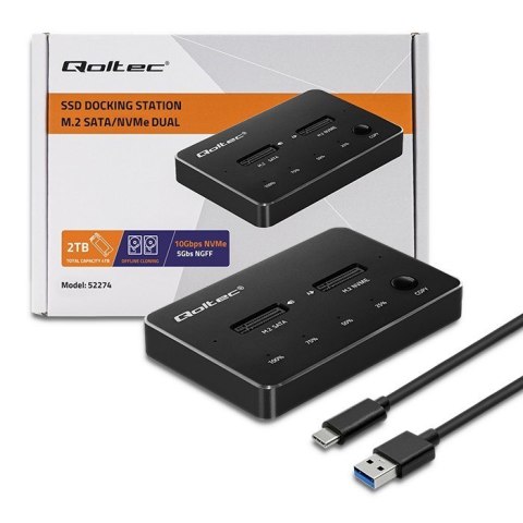 Stacja dokująca dysków SSD M.2 NVMe SATA USB-C DUAL 2 x 2TB