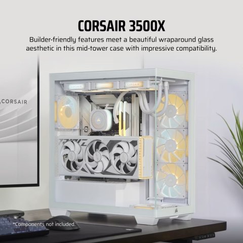 Obudowa Corsair 3500X LXR LINK Tempered Glass Mid-Tower, White