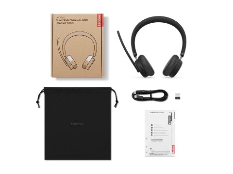 Lenovo ANC Headset 6550 Zestaw słuchawkowy Bezprzewodowy Opaska na głowę Biuro/centrum telefoniczne USB Type-C Bluetooth Czarny