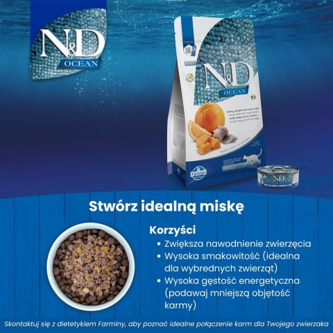 FARMINA N&D Ocean Herring, Pumpkin & Orange Adult - sucha karma dla kota - 1,5kg