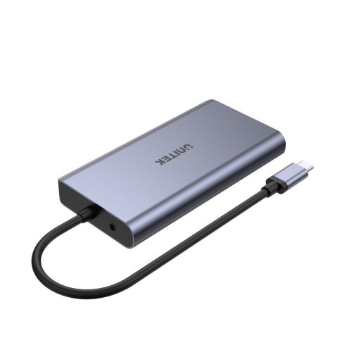 Hub USB-C UNITEK uHUB O8+ Szary Przewodowy