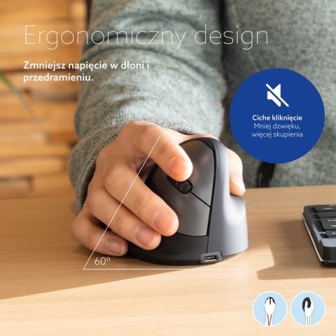 Ergonomiczna mysz R-Go Maus HE ergonomisch rechts Bluetooth mittel schwarz/sil retail