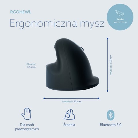 Ergonomiczna mysz R-Go Maus HE ergonomisch rechts Bluetooth mittel schwarz/sil retail
