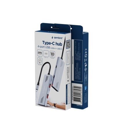 GEMBIRD 4-PORTOWY HUB USB 3.2 (GEN 2) TYPU C Z 4 PORTAMI A + C SZARY