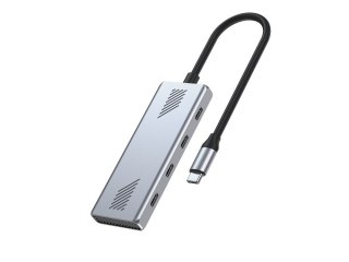 GEMBIRD 4-PORTOWY HUB USB-C 3.2 (GEN 2) TYPU C SZARY