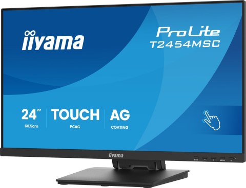 Monitor dotykowy iiyama ProLite 24" IPS z technologią InCell PCAP (10pkt), z powłoką antyrefleksyjną oraz elastyczną podstawą