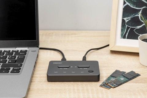 Stacja dokująca dysków z funkcją klonowania | USB-C 3.2 Gen2 10Gbps | SSD M.2 NVMe (max. 2x 4TB) | Funkcja Offline Clone | Czarn