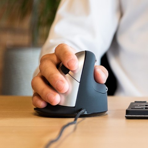 Ergonomiczna mysz dla praworęcznych R-Go Pele HE USB duża czarna/srebrna retail