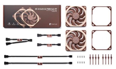 Noctua NF-A12X25 G2 PWM SX2-PP system chłodzenia komputerów Obudowa komputera Wentylator 12 cm Beżowy 2 szt.