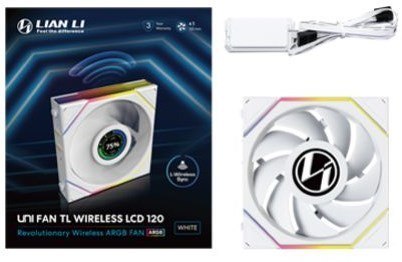 Wentylator Lian Li UNI FAN TL Wireless LCD Lüfter, ARGB, PWM - 120 mm, biały