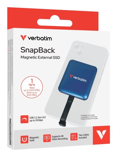 Verbatim SnapBack SSD 1 TB USB Type-C USB 3.2 Gen 2x2 Niebieski