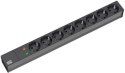 Bachmann 19'' 2m 8x Schuko H05VV-F 3G 1.50mm2 rozgałęziacz 8 x gniazdo sieciowe Czarny