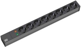 Bachmann 19'' 2m 8x Schuko H05VV-F 3G 1.50mm2 rozgałęziacz 8 x gniazdo sieciowe Czarny
