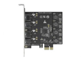 DeLOCK Karta PCI Express x1 do 4 x zewnętrzne USB Typ-A żeński SuperSpeed USB (USB 3.2 Gen 1)