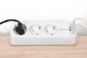 Digitus 3-drożna biurowa listwa zasilająca z 2 złączami USB-A i 1 złączem USB-C, biała